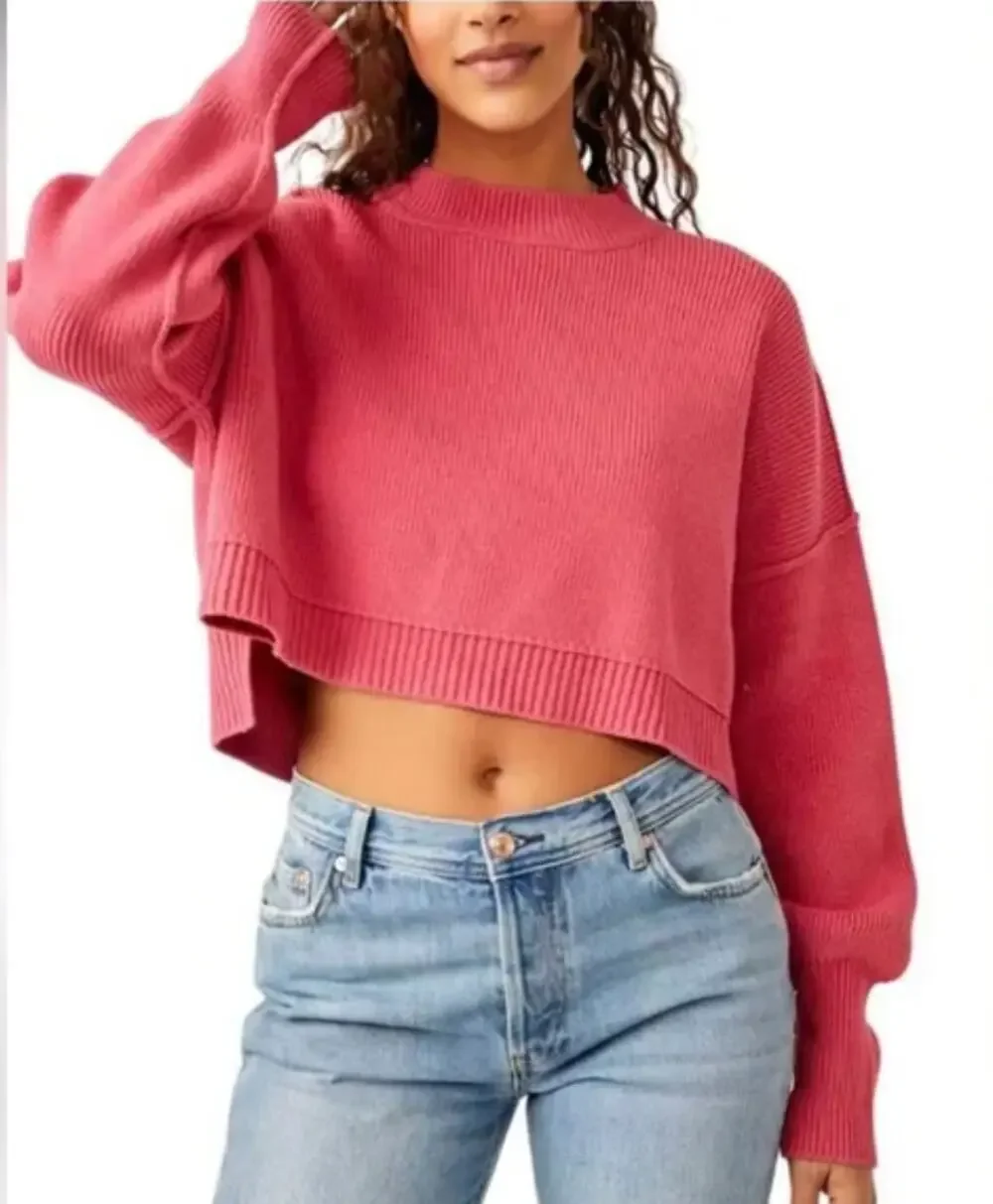 FREE PEOPLE Easy Street Crop Pullover Sweater M NWT
